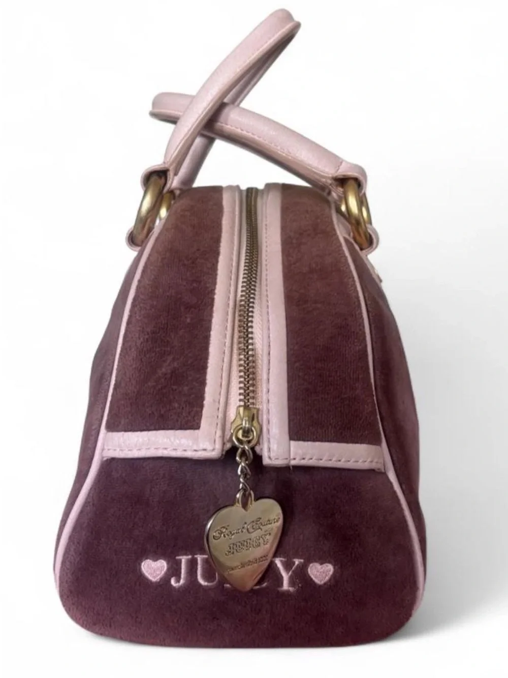 Vintage Juicy Couture pink + purple Bowler Bag with original duster